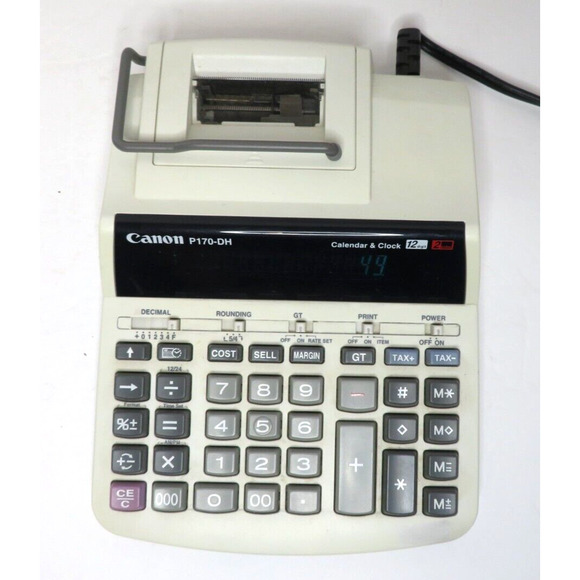 Canon P170-DH Desktop Printing Calculator 2 Color w/ Calendar & Clock - TESTED - Picture 3 of 8